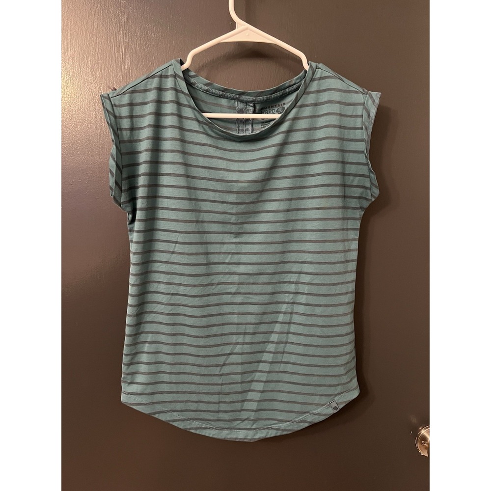 Mountain Hardwear Wick.Q Shirt Womens Size S Green Gray Short Sleeve